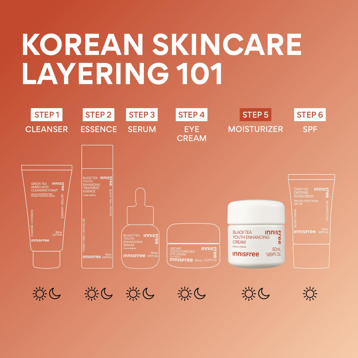 innisfree cream on bathroom vanity styled in morning routine for refreshed skin