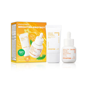innisfree Brighten + Protect set front packaging showing both products and branding for gifting