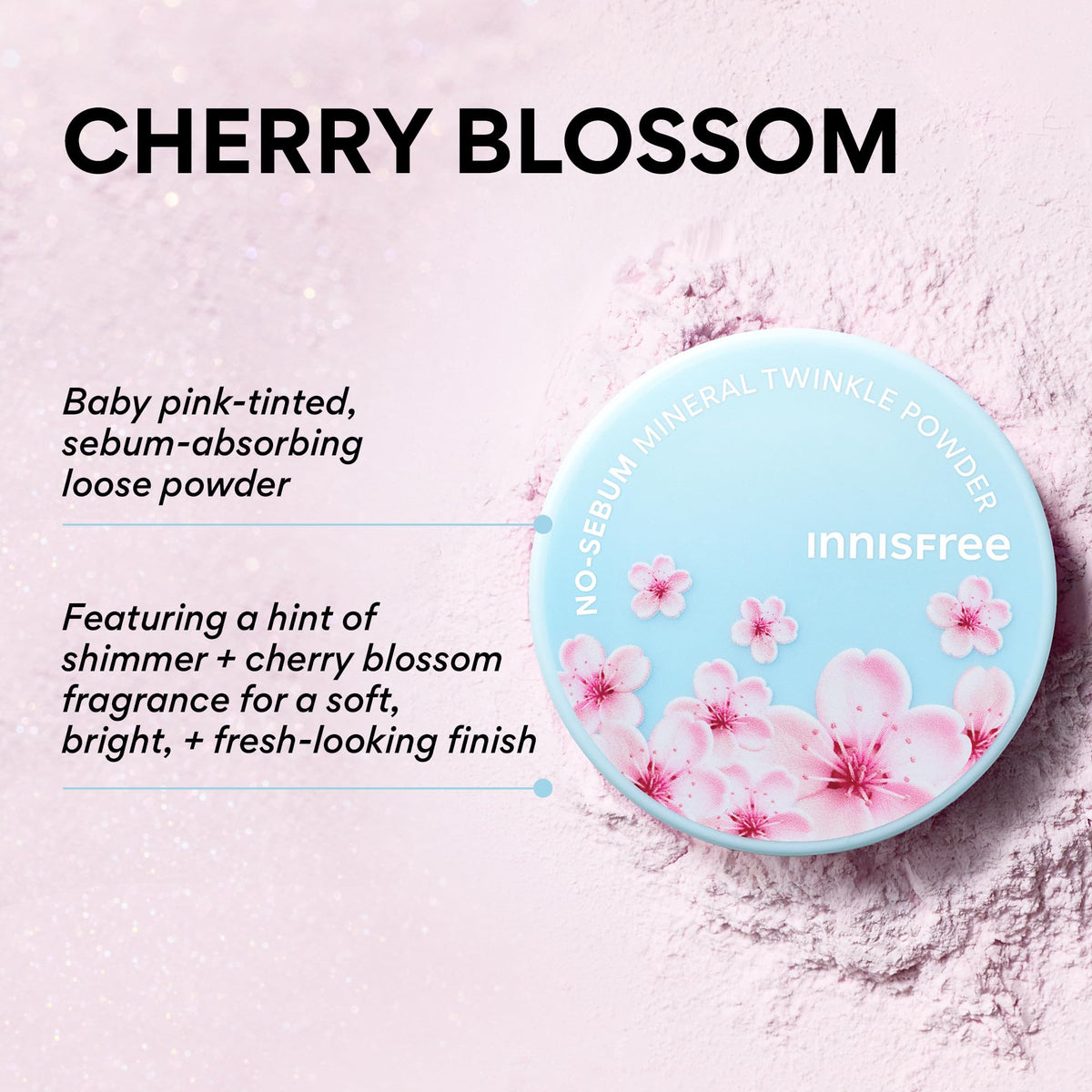 innisfree fine powder texture close-up showing soft-matte finish and blurring effect