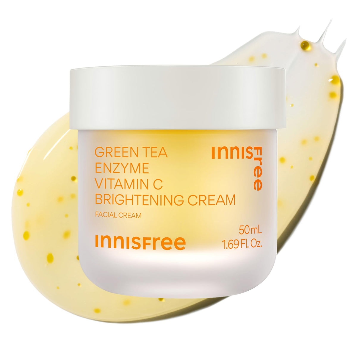 innisfree jar front view showing brightening cream, clean packaging and appeal