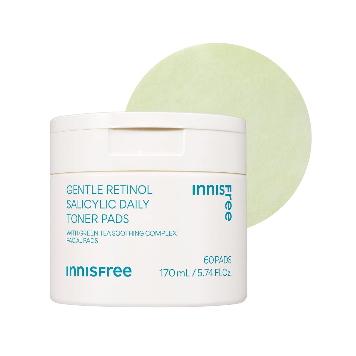 innisfree front packaging showing biodegradable pad container and benefits