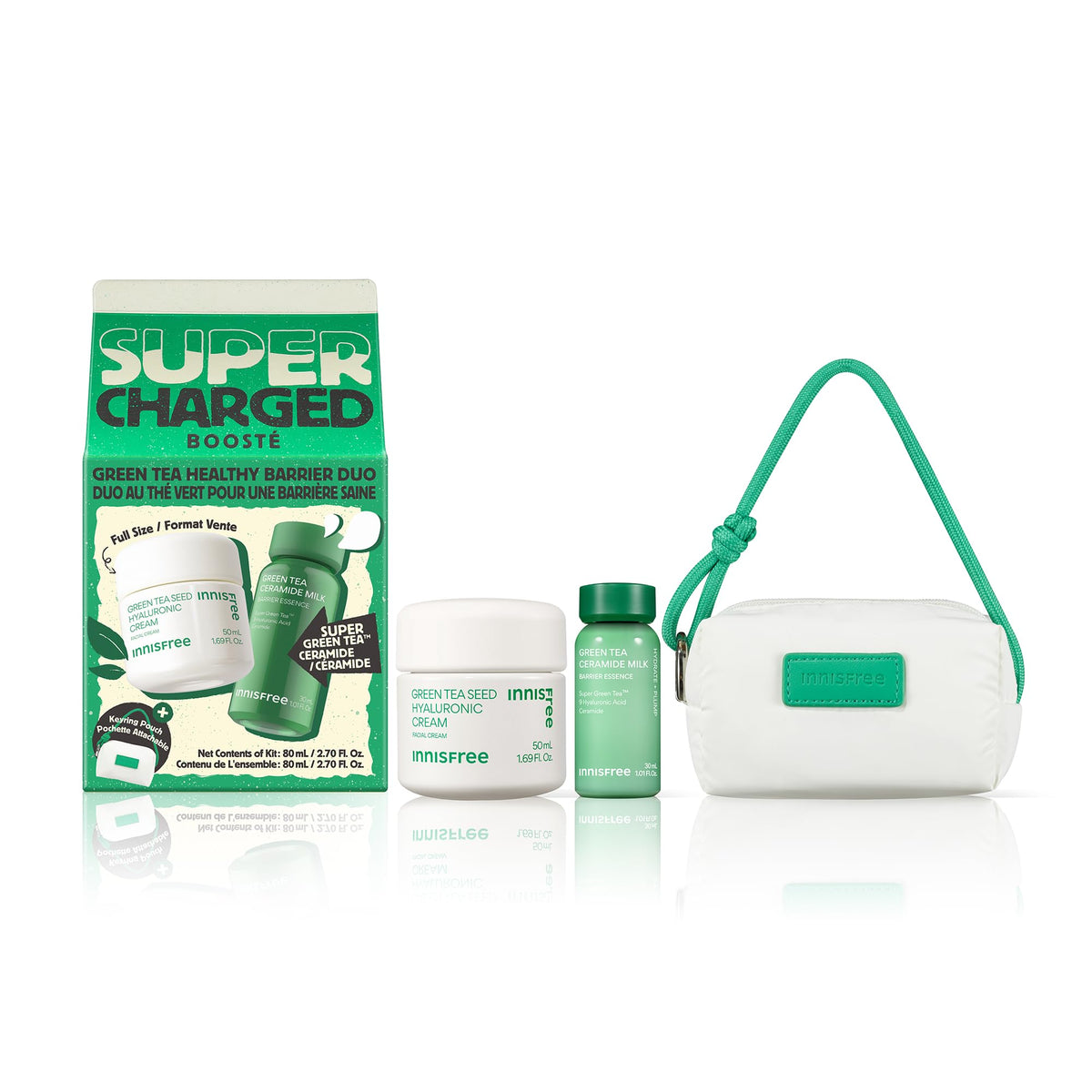 innisfree green tea cream front packaging shows hydration benefit
