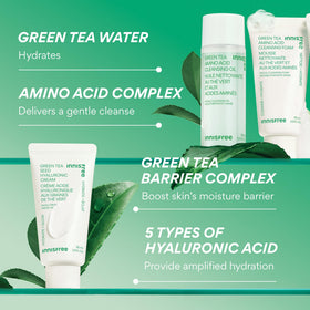 innisfree green tea leaves ingredient shot highlighting natural hydration