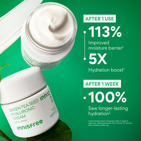 innisfree ingredients label closeup emphasizing green tea and ceramides