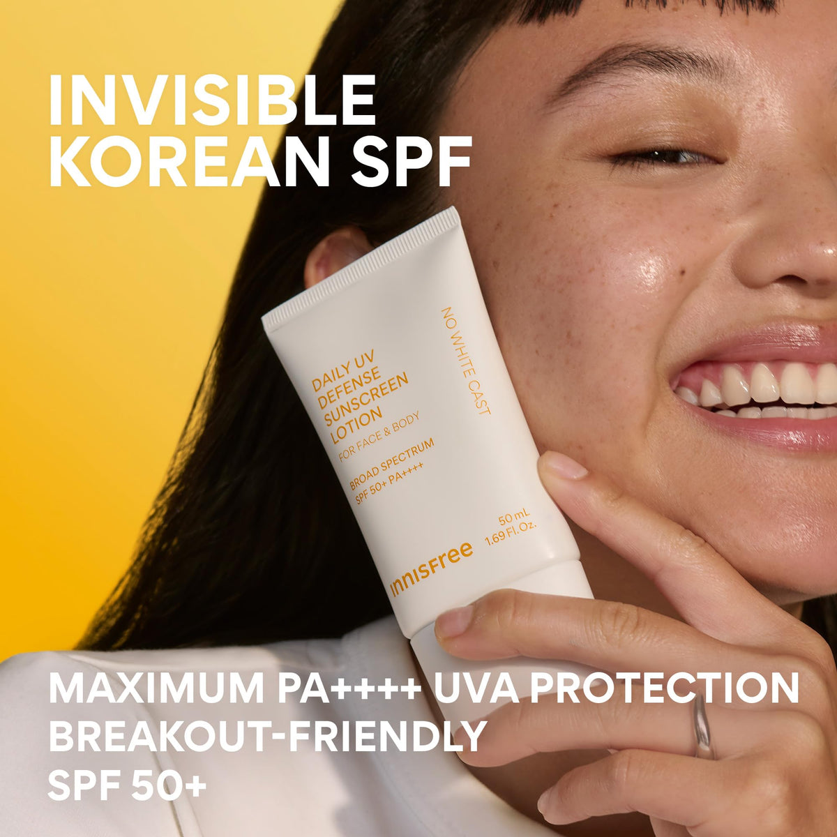 innisfree jumbo bottle next to ruler showing travel-friendly quantity benefit