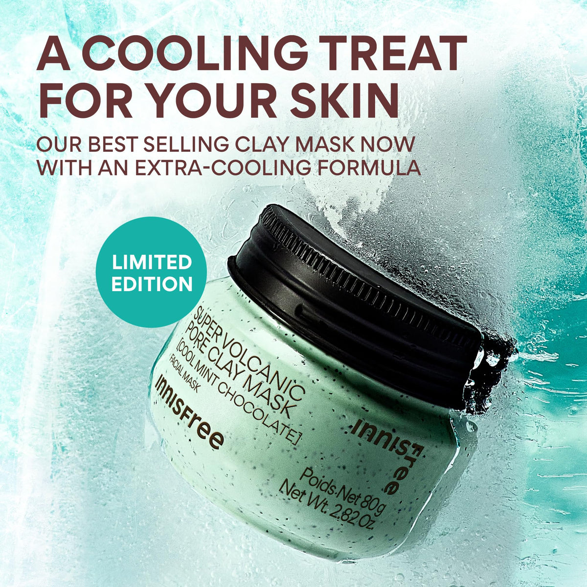 innisfree texture closeup of minty clay showing exfoliating volcanic clusters