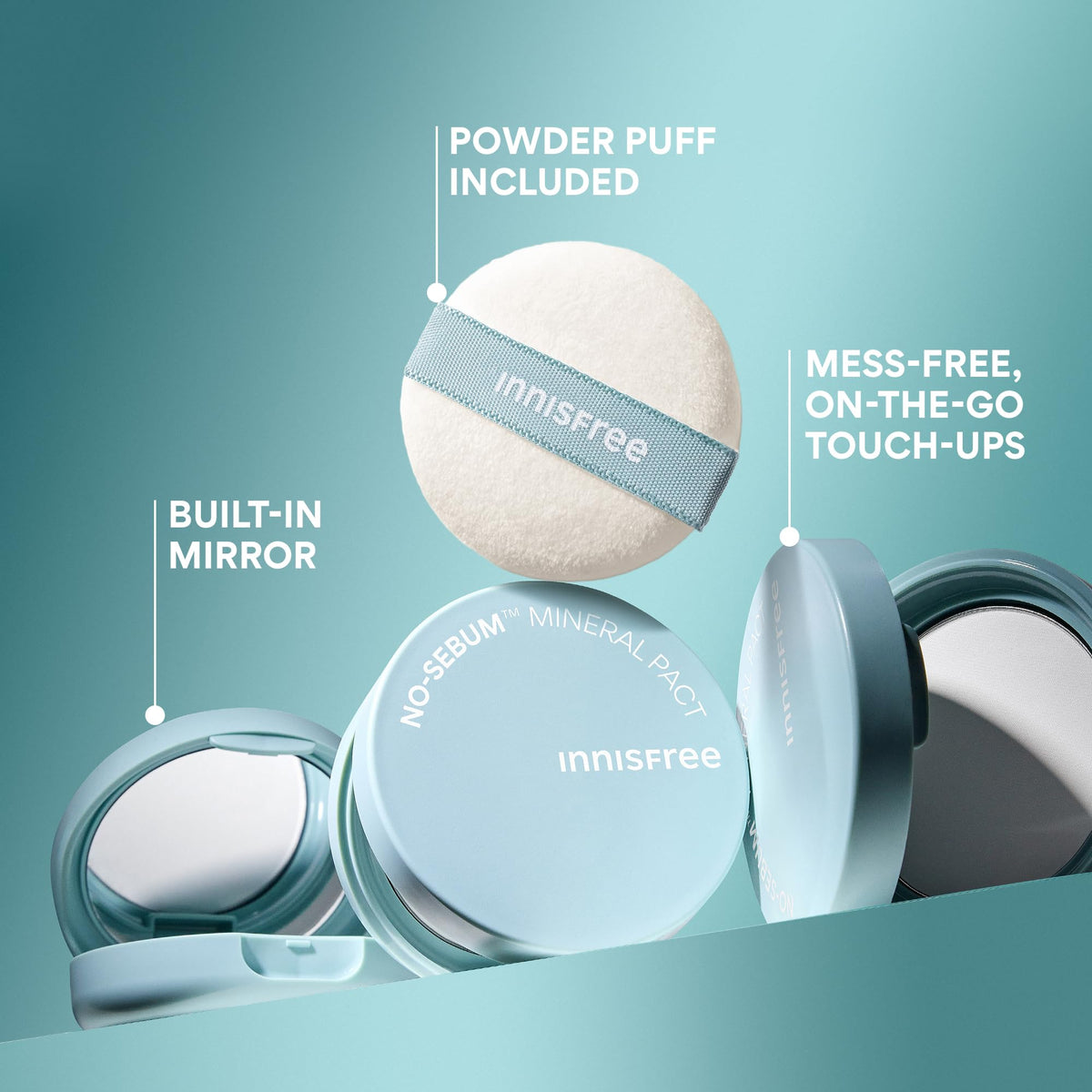 innisfree compact mirror reflecting face for convenient touch-ups benefit