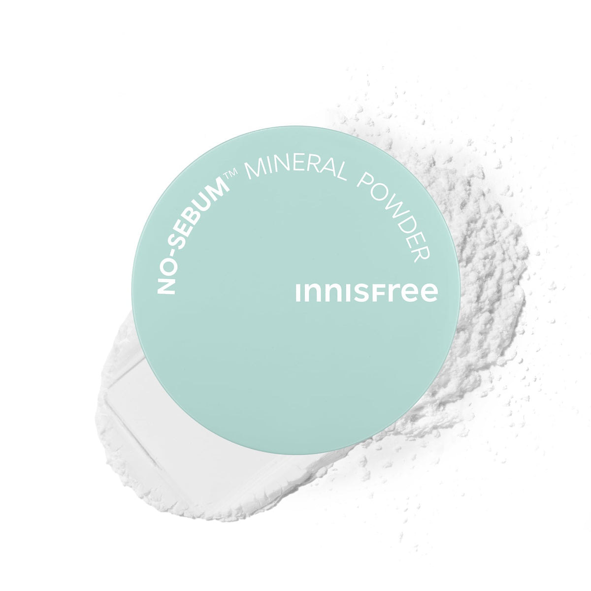 innisfree front packaging showing jumbo powder container and label with clear benefit