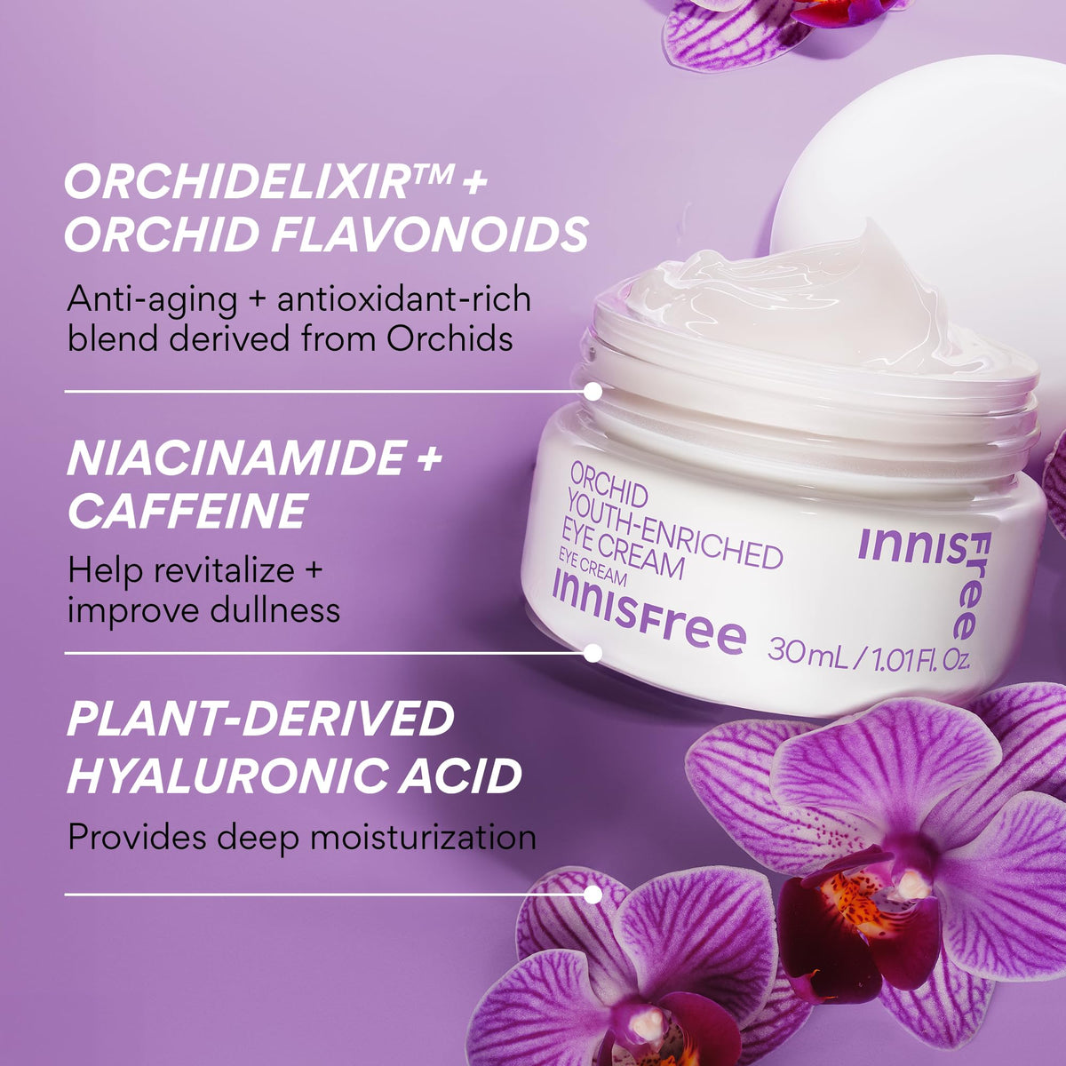 innisfree close-up of Orchidelixir ingredient highlighting antioxidant support