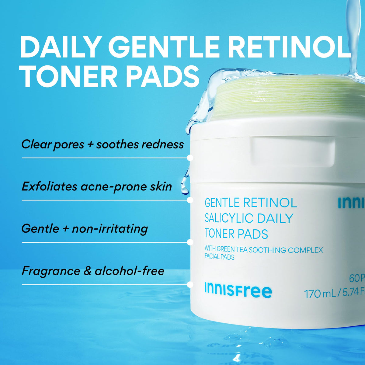 innisfree close-up showing pad texture and gentle exfoliation benefit