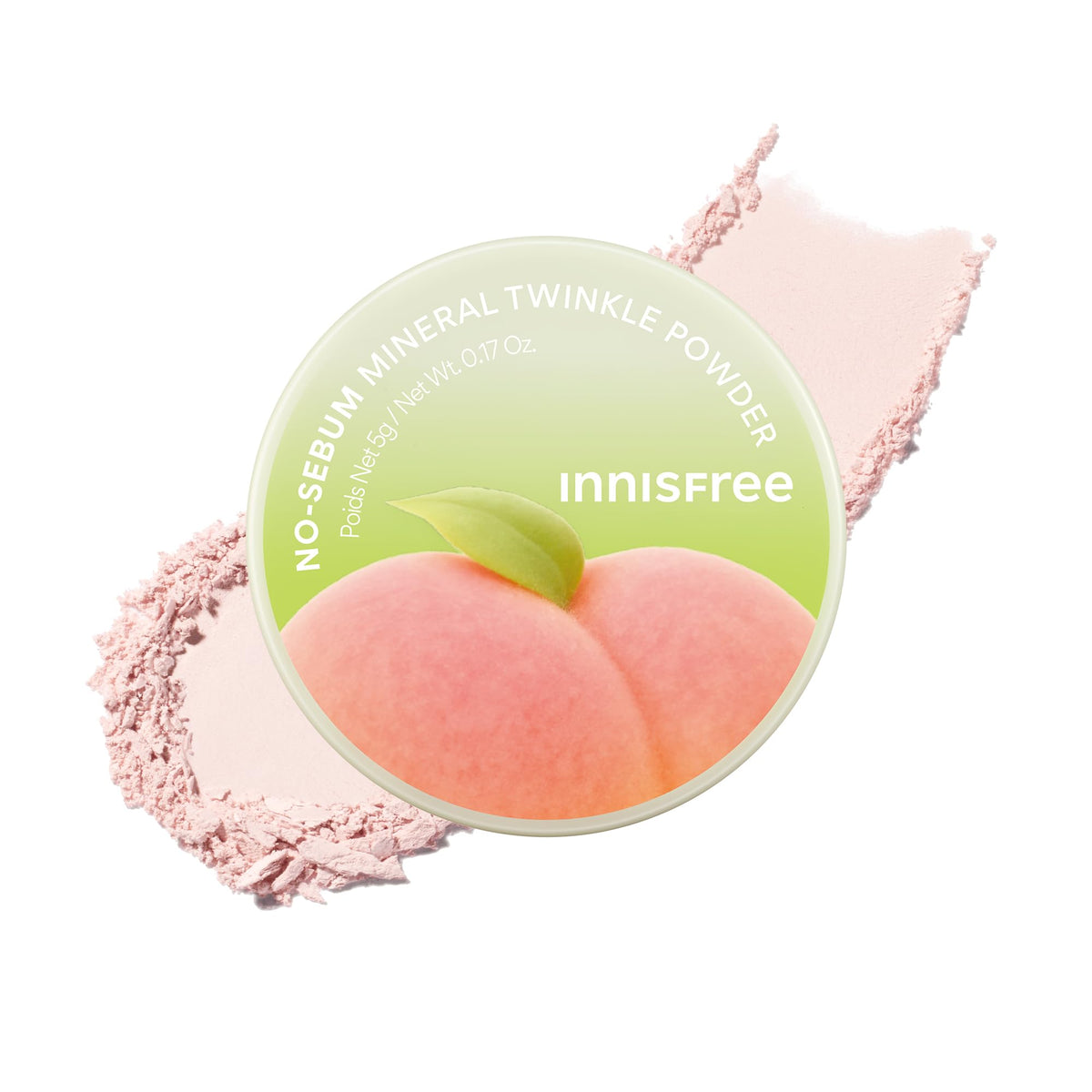 innisfree front packaging showing limited edition peach blossom compact and benefit of portable oil control