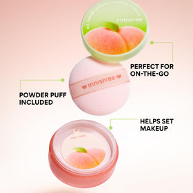 innisfree powder puff detail showing soft applicator for precise application and on-the-go touch-ups