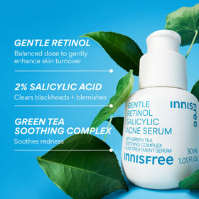 innisfree bottle next to common items to show compact travel-friendly size