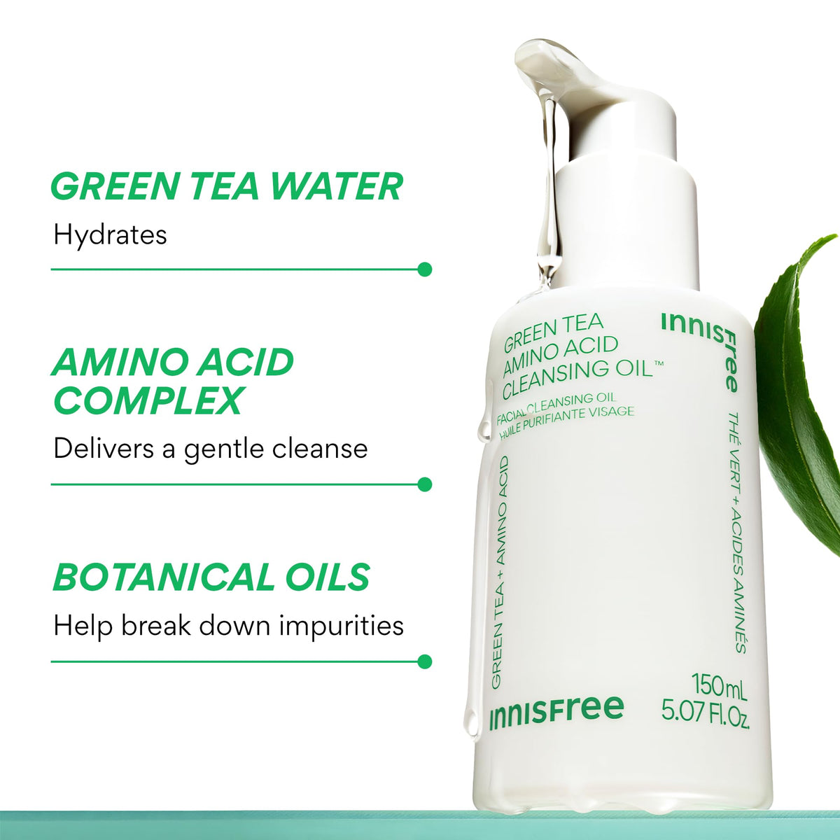 innisfree oil texture on hand demonstrating lightweight, silky feel