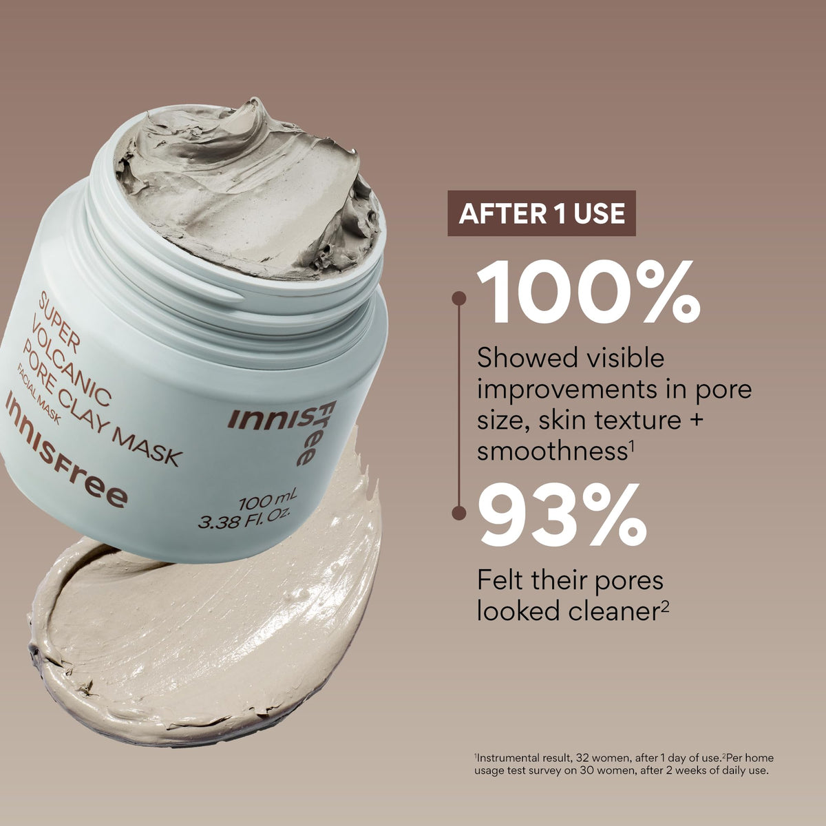 innisfree volcanic clusters ingredient display emphasizing oil absorption