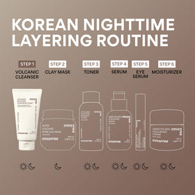innisfree product on bathroom shelf suggesting daily skincare routine