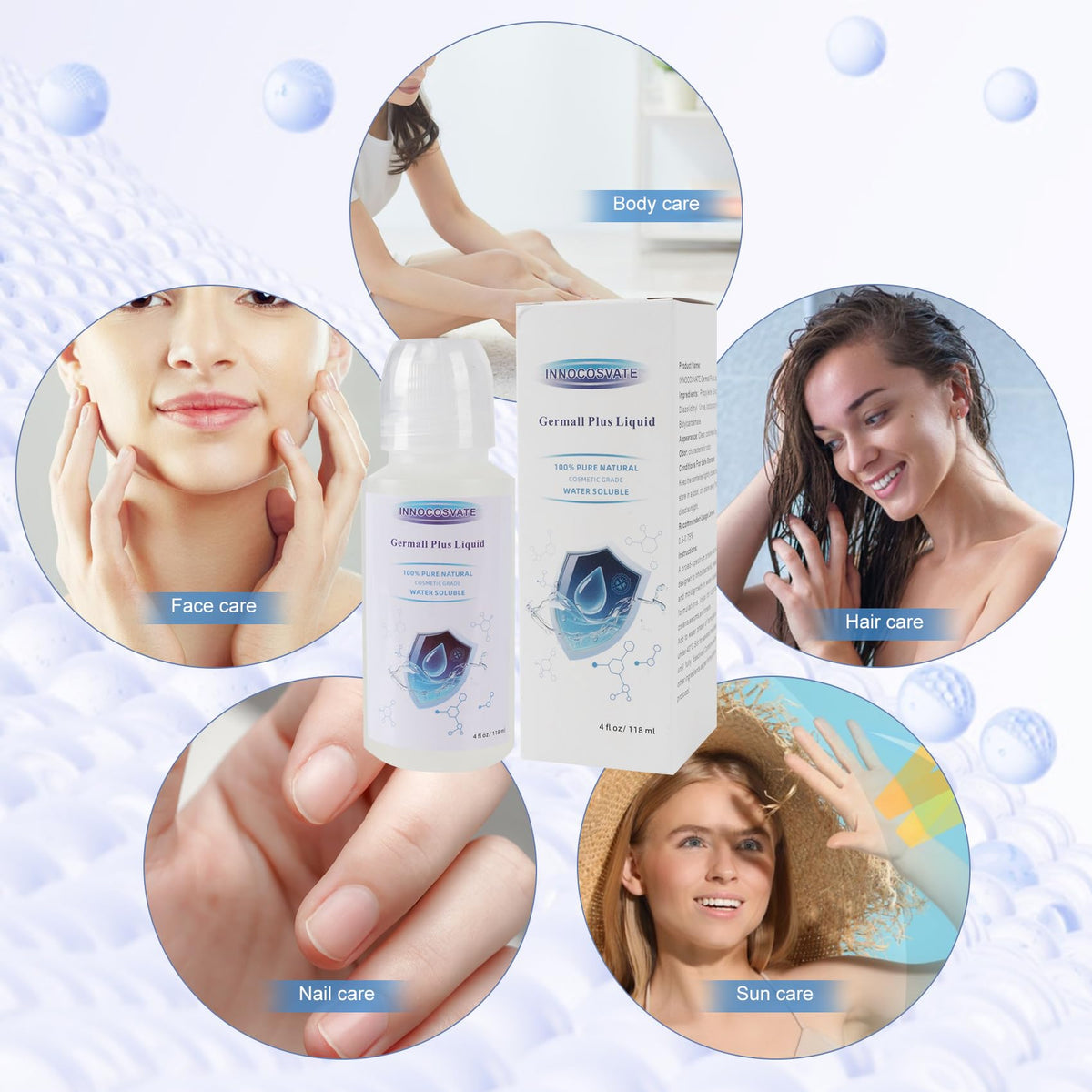 INNOCOSVATE pouring preservative into jar in use for safer DIY cosmetics