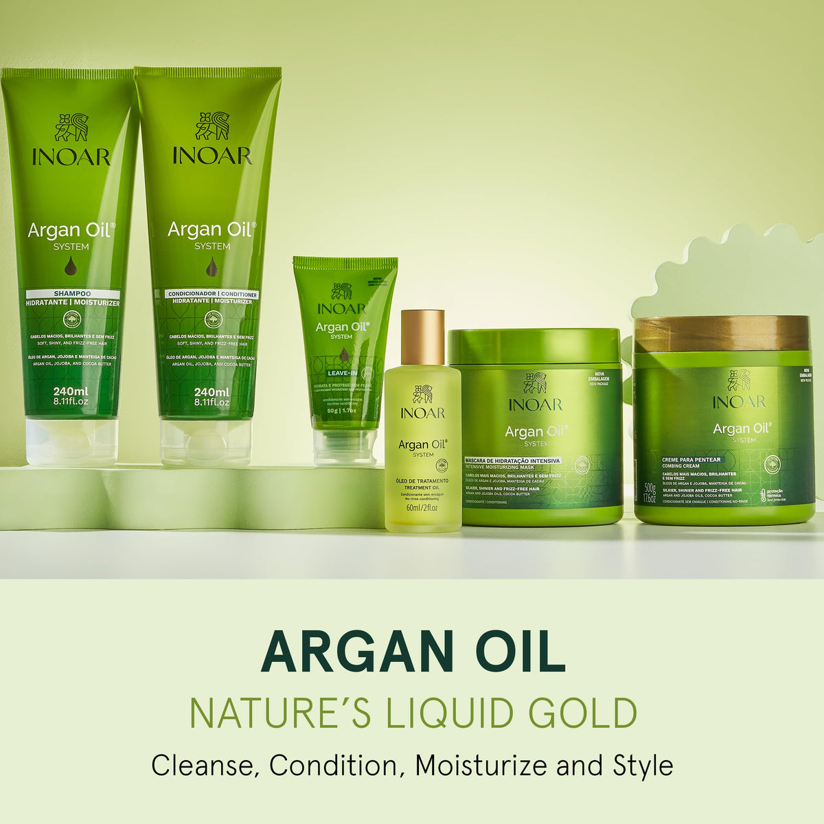 Shiny hair ends after INOAR oil use showcasing frizz reduction benefit