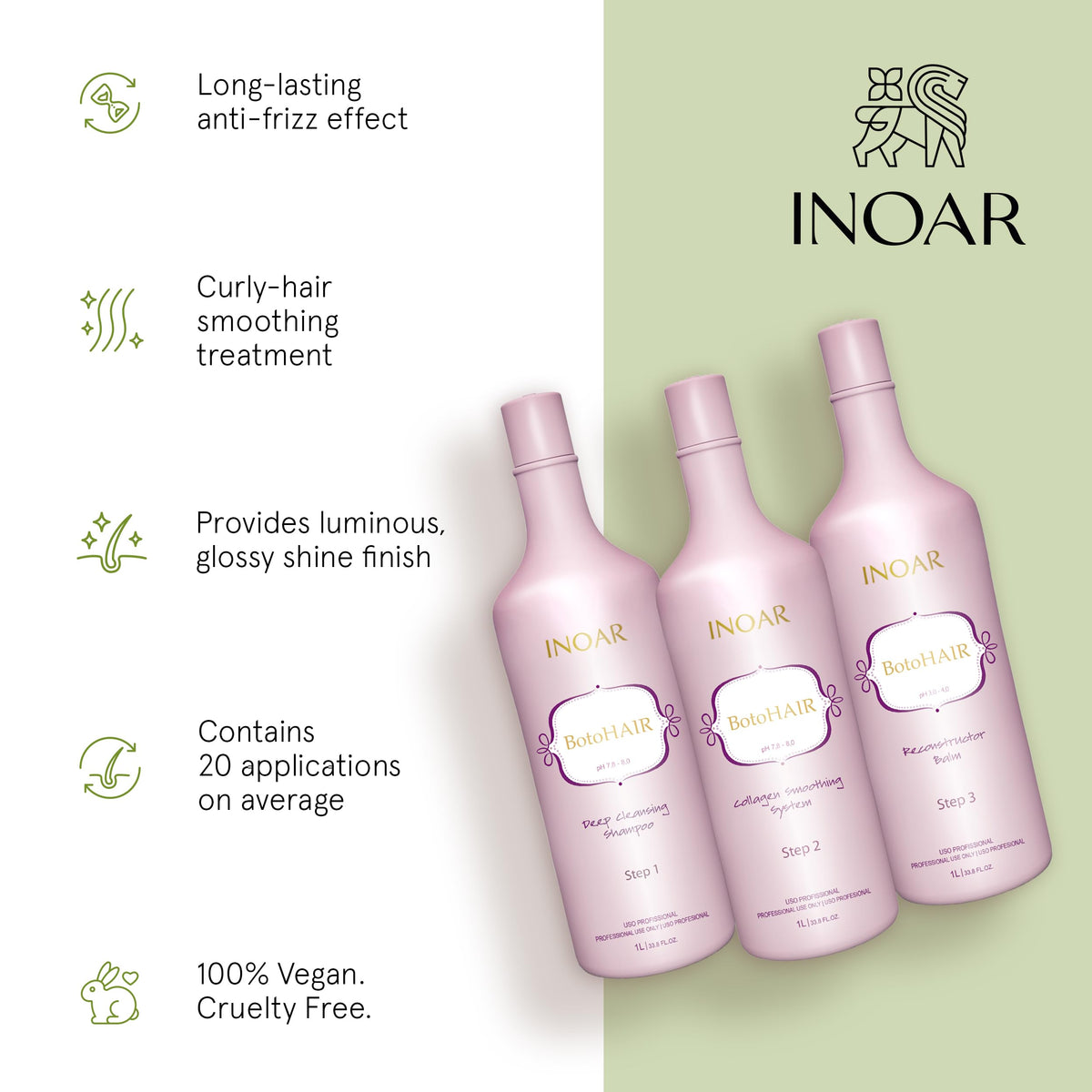INOAR collagen smoothing system pouring to show creamy treatment consistency
