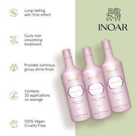 INOAR collagen smoothing system pouring to show creamy treatment consistency