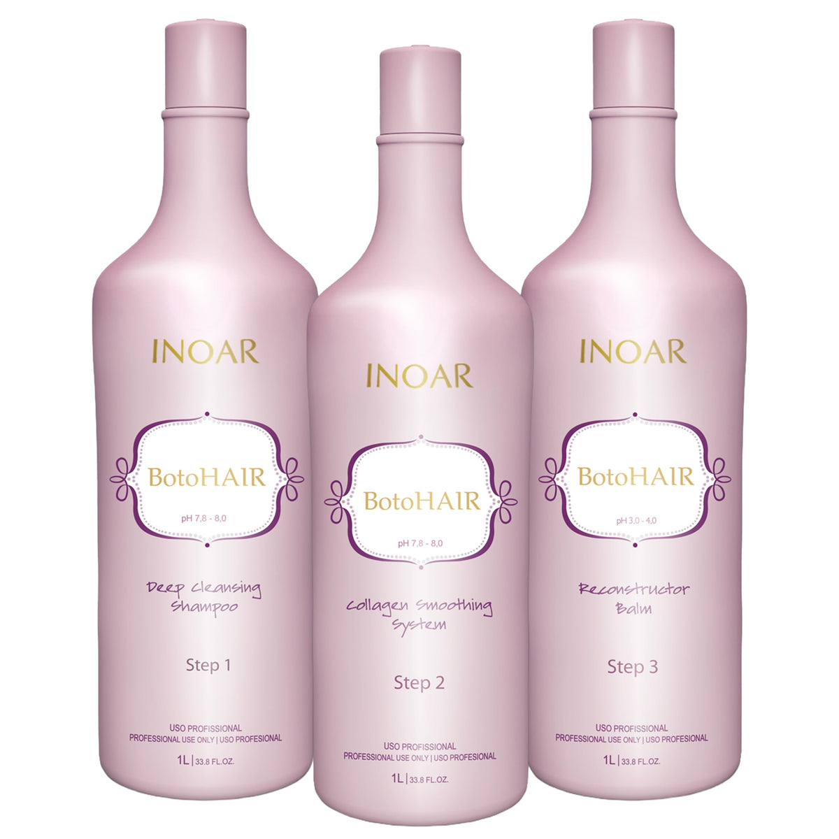 INOAR front packaging showing full three-step kit and professional size