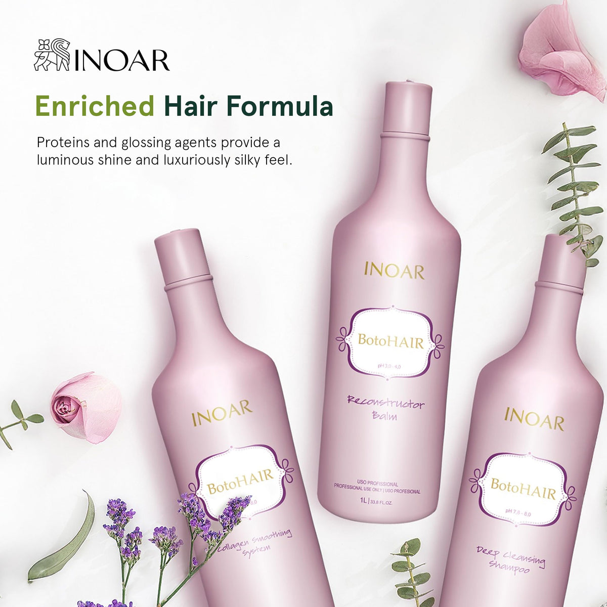 INOAR salon application scene demonstrating professional smoothing benefit