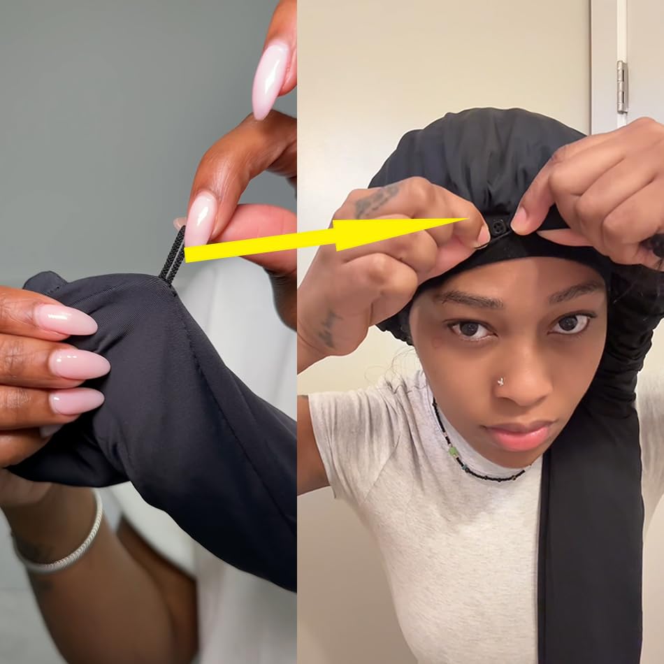 INSBEAUTY bonnet protecting long braids to reduce frizz overnight