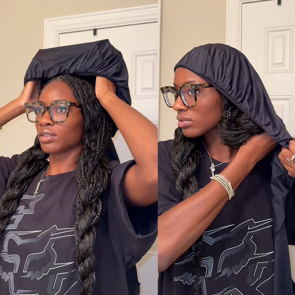 INSBEAUTY bonnet size comparison showing ample space for hairstyles