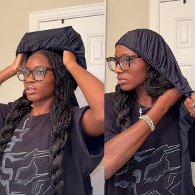 INSBEAUTY bonnet size comparison showing ample space for hairstyles