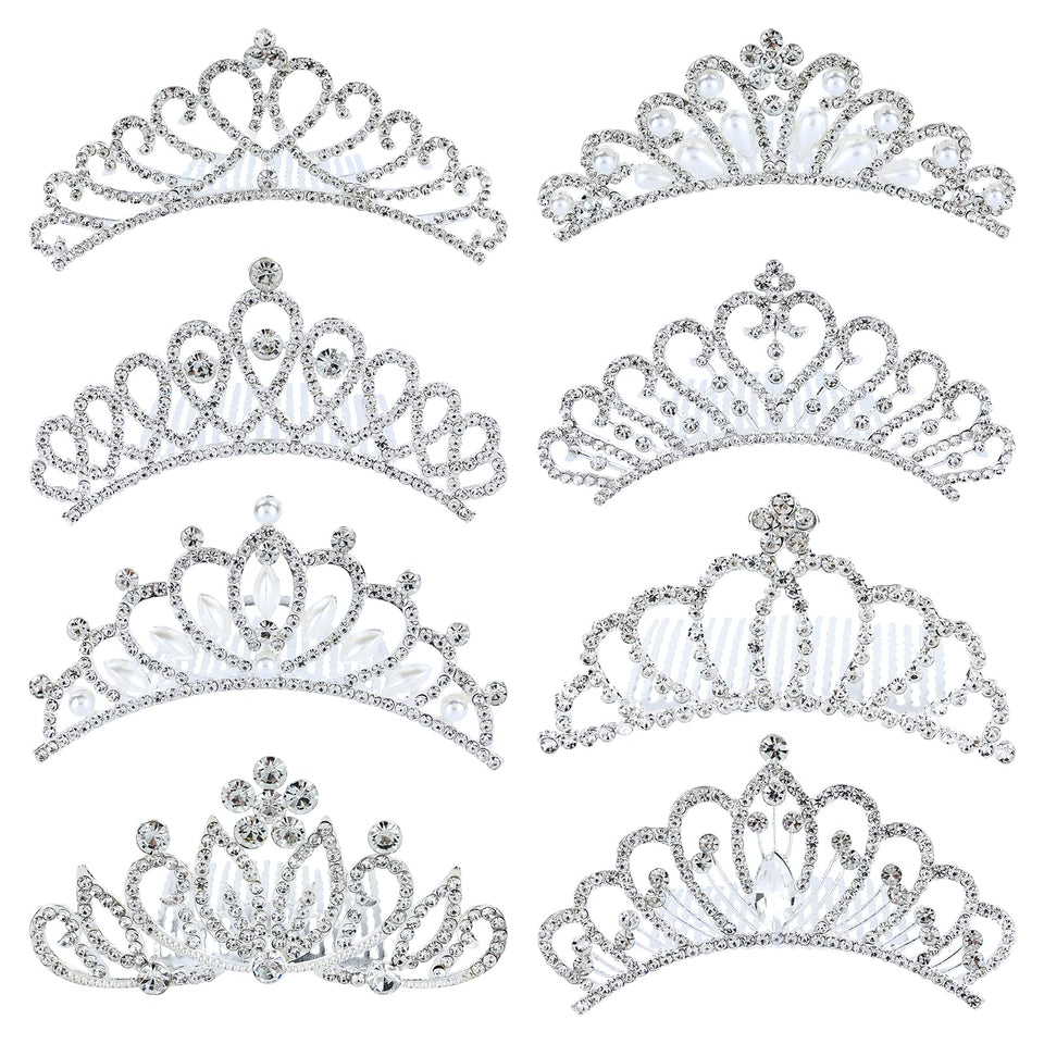 inSowni front view of eight silver crown combs showing set value and shine