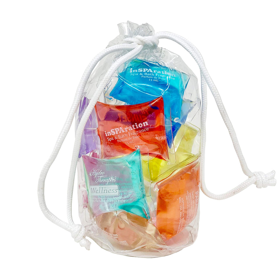 inSPAration front packaging gift bag showing assorted pillow packs and variety benefit