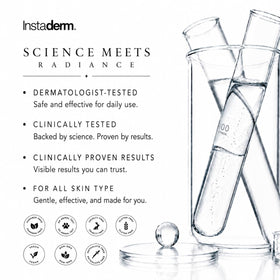 Instaderm on bathroom vanity indicating daily routine compatibility