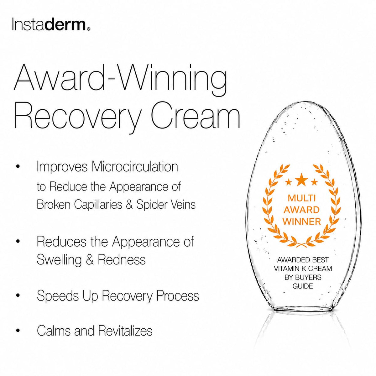 Instaderm applied under-eye demonstrating reduced puffiness appearance