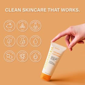 InstaNatural cleanser on bathroom sink showing daily routine use