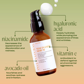 InstaNatural ingredient label close-up displaying niacinamide, hyaluronic acid and vitamin E for ingredient transparency