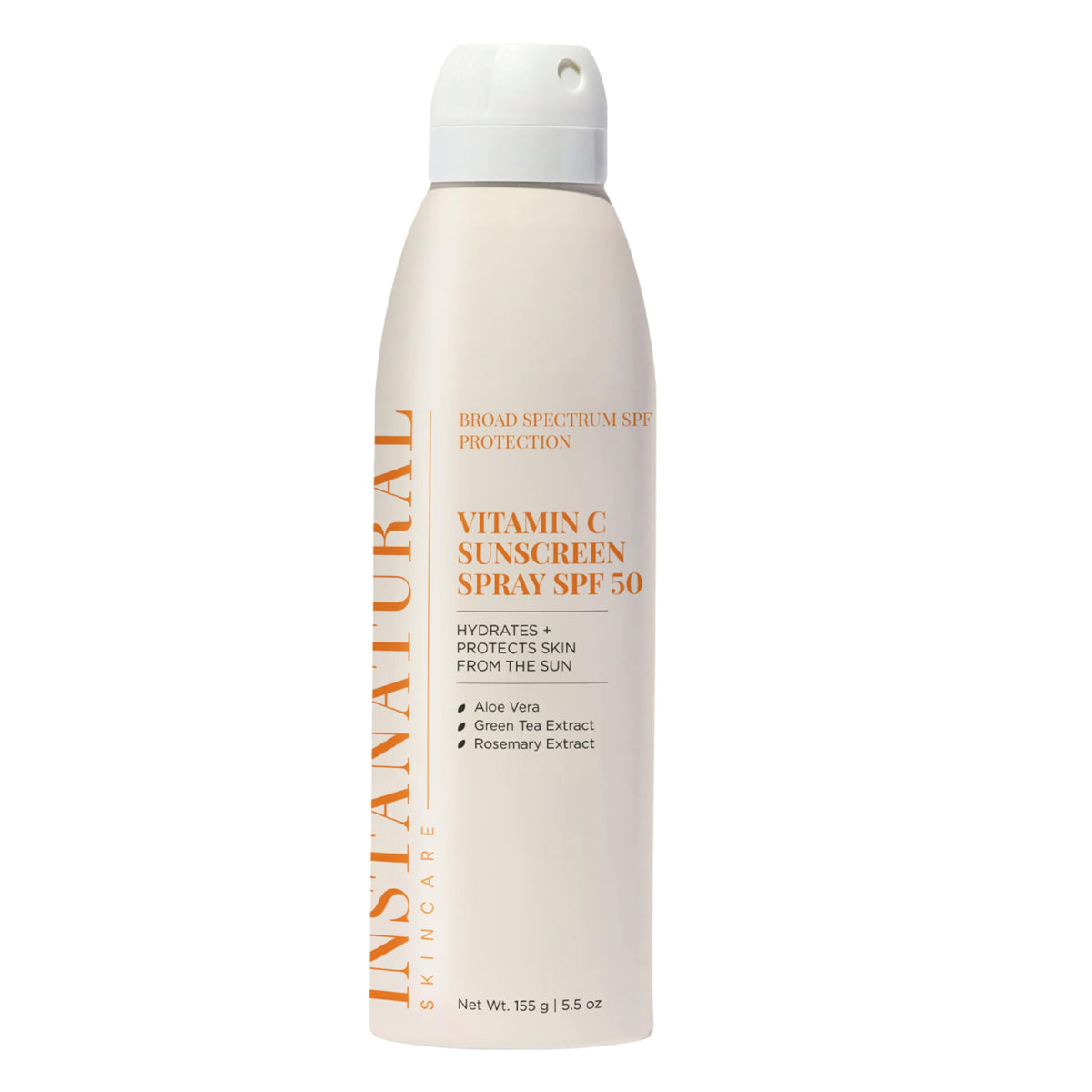 InstaNatural spray sunscreen front packaging showing SPF 50 protection