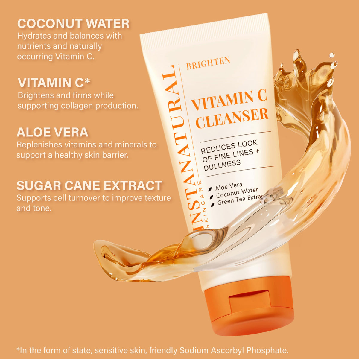 InstaNatural creamy lather texture showing gentle cleansing effect