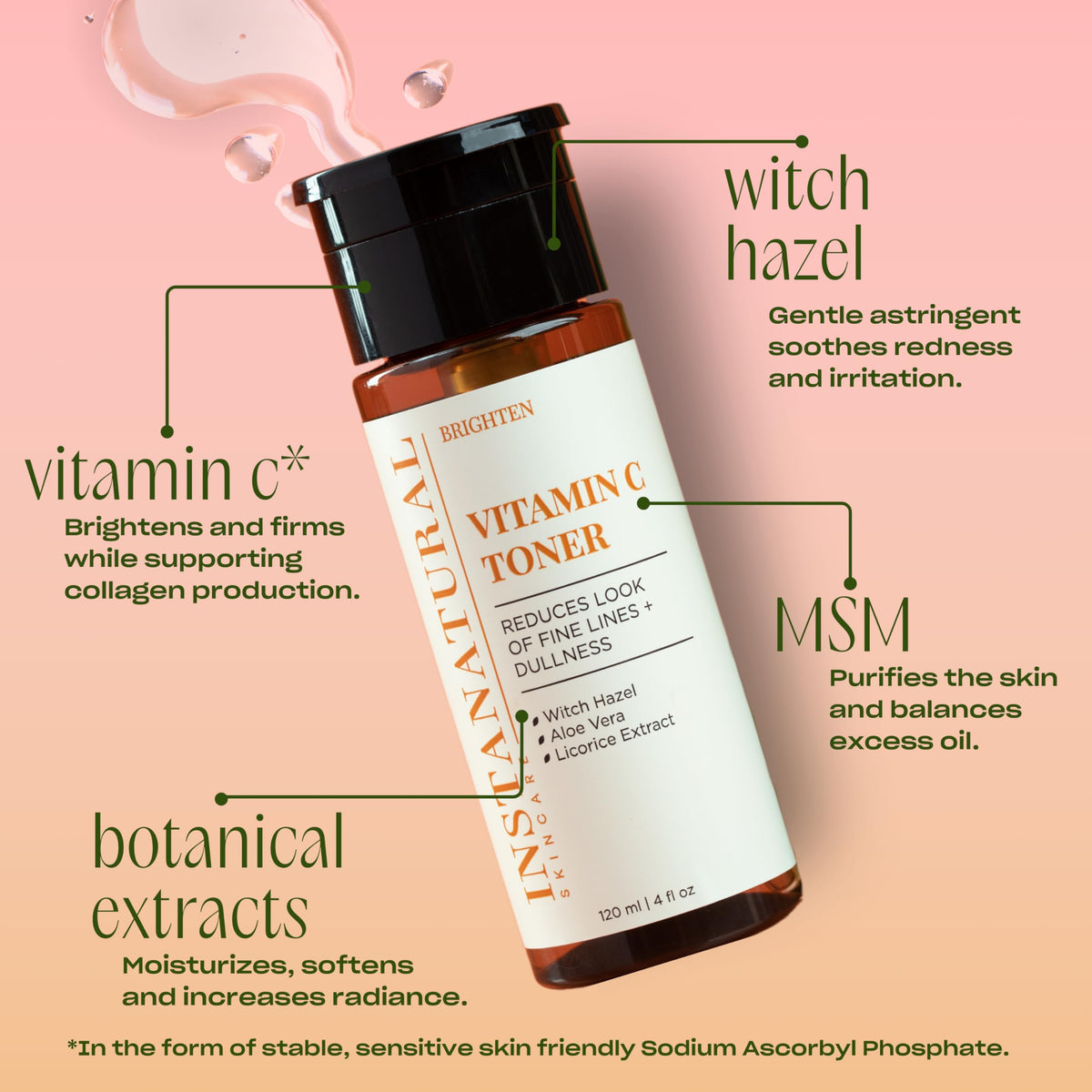 InstaNatural toner mist in use demonstrating fast absorption and prep benefit