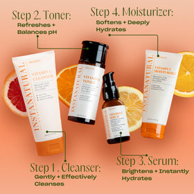 InstaNatural toner on bathroom shelf in morning routine for refreshed skin benefit