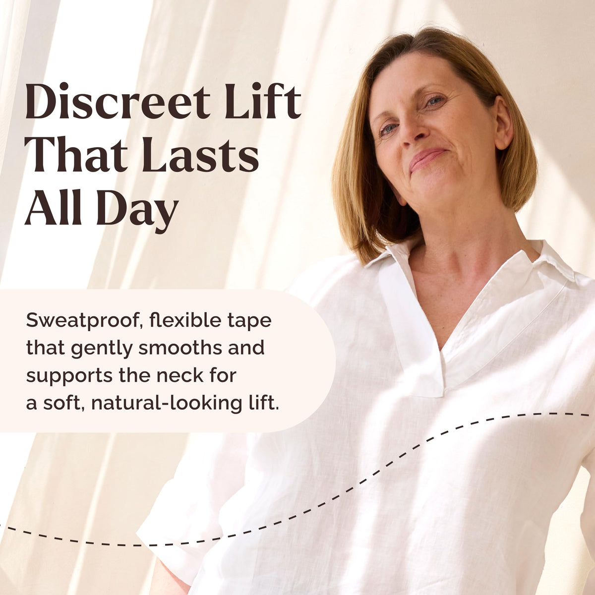 Instant Lifts Skinnies application demonstration on neck showing easy use