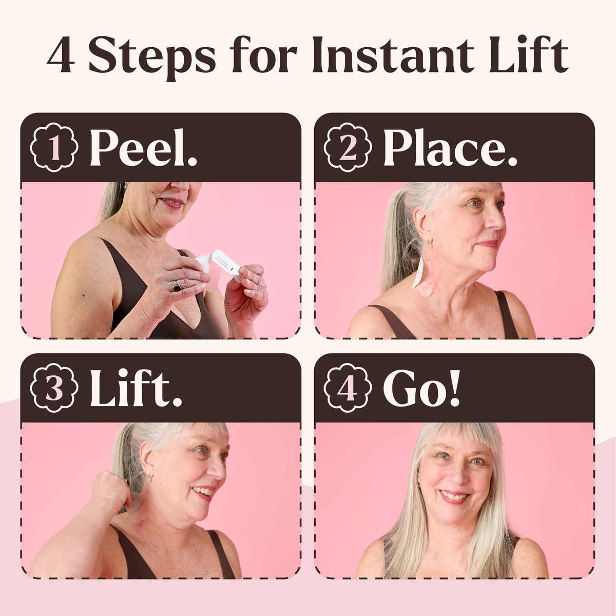 Instant Lifts Skinnies invisible under hair showing discreet confidence