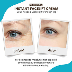 Application of Instantly Ageless under eye demonstrating quick tightening benefit
