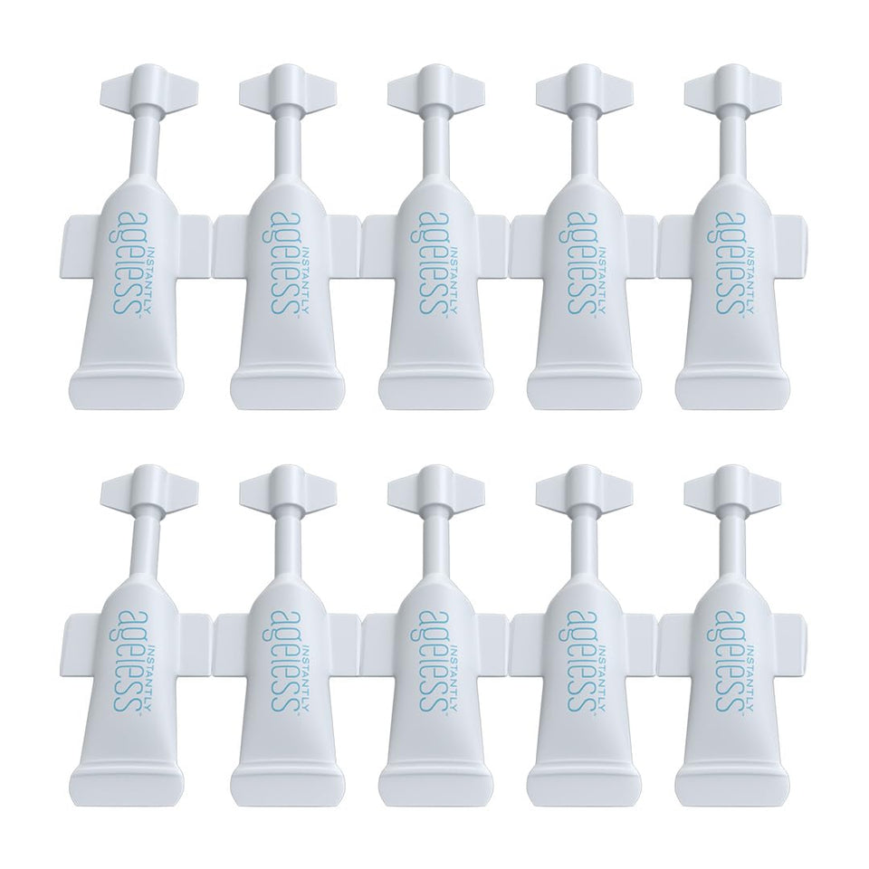 Instantly Ageless front box and vials showing compact packaging benefit