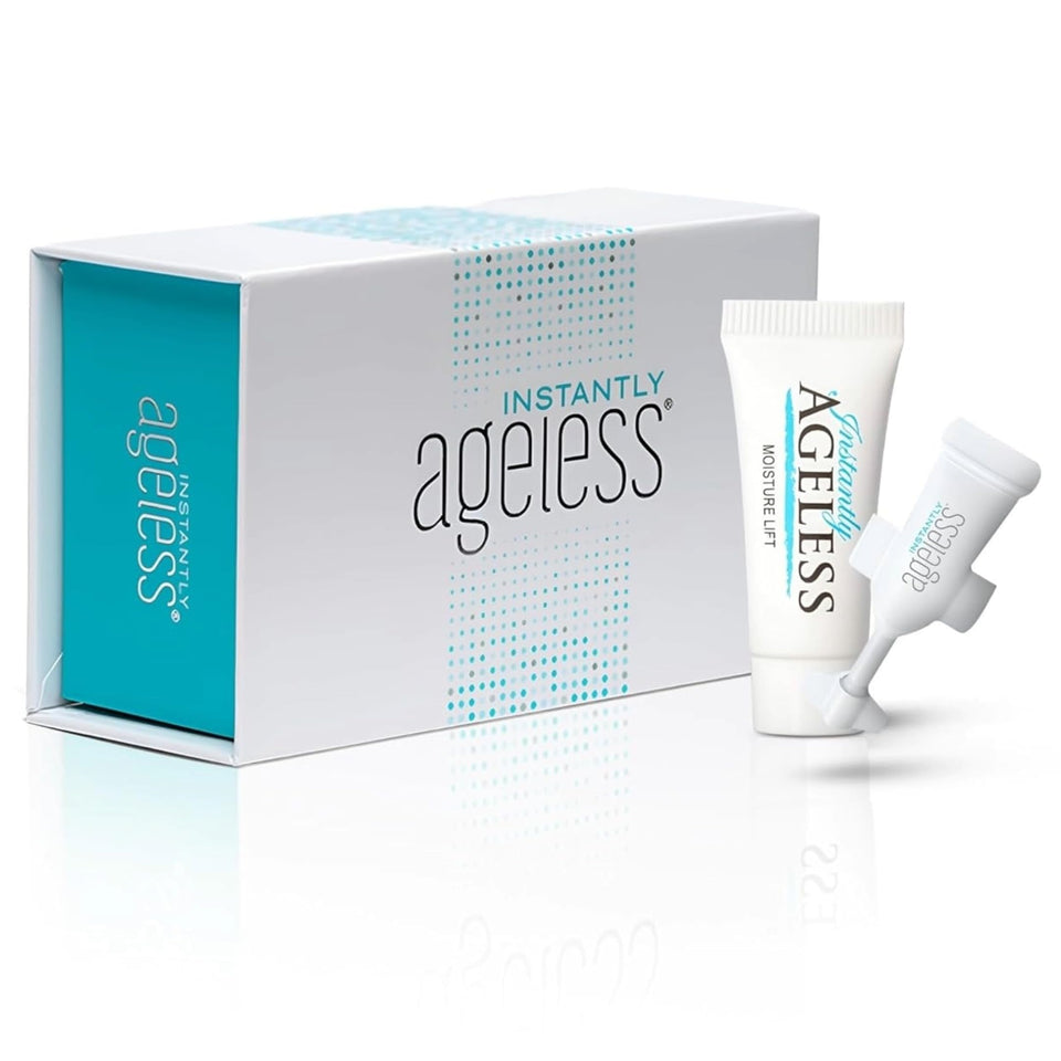 Instantly Ageless front box of 25 vials showing compact packaging and convenience
