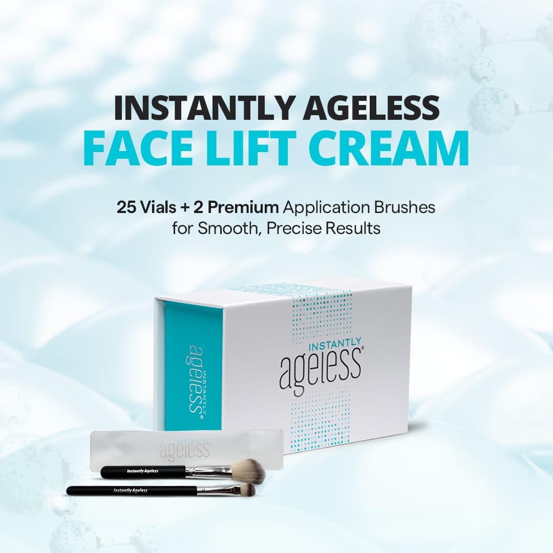 Instantly Ageless vial close-up with label and cap, precise single-dose convenience