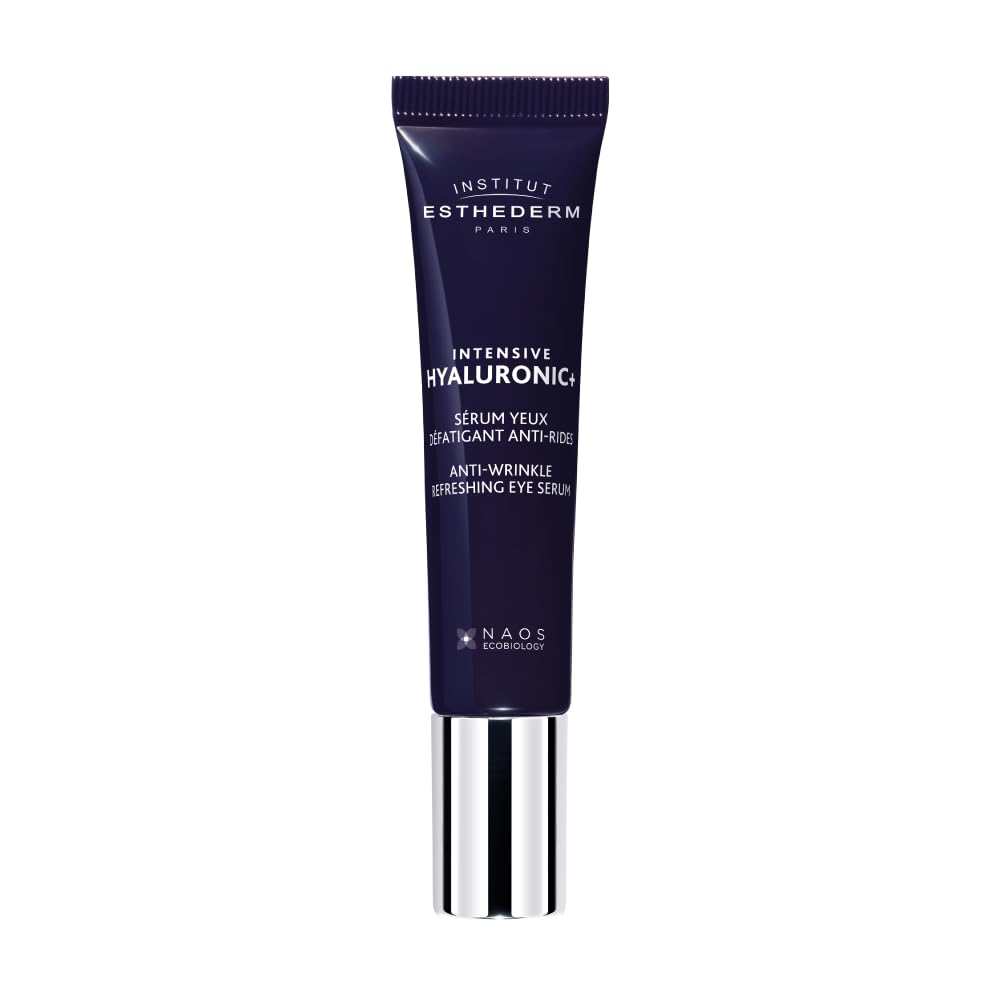 Institut Esthederm front packaging showing compact anti-wrinkle eye serum and convenience