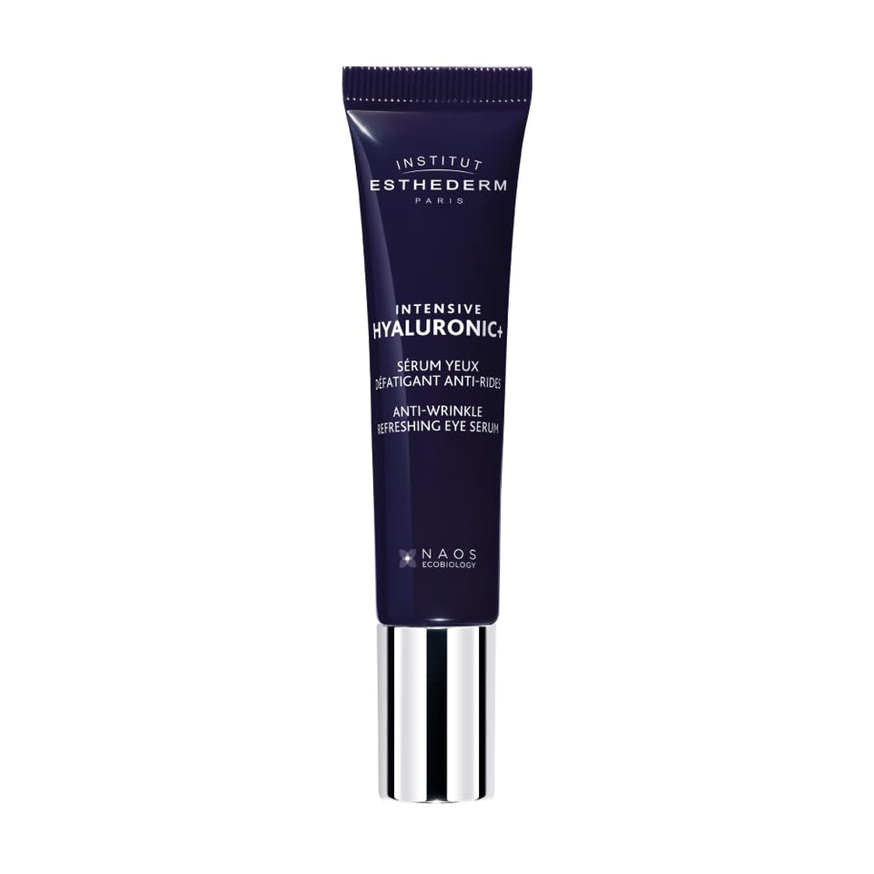 Institut Esthederm front packaging showing compact anti-wrinkle eye serum and convenience
