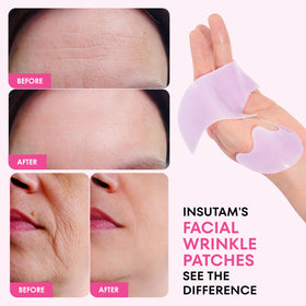 Insutam patch applied on forehead illustrating discreet overnight wear