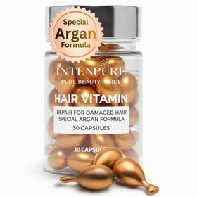 INTENPURE front packaging of 30 capsules showing travel friendly design and benefits