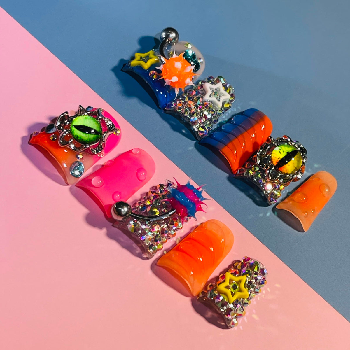 IntoVibes close-up of orange barbell charm highlighting 3D detail and eye-catching effect